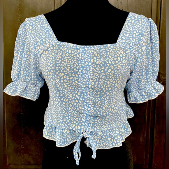 Romwe blue & white cropped top - Size large NWNT - Picture 1 of 10